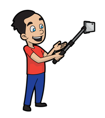 Cartoon of man shooting cell phone video